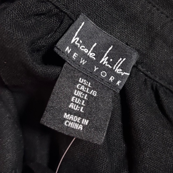 NWT NICOLE MILLER NEW YORK Linen Blend Black Halter Button-Down Midi Dress - Picture 8 of 11